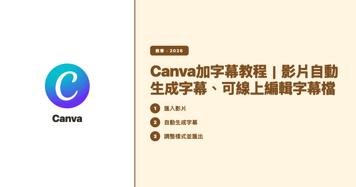 Canva加字幕教程|影片自動生成字幕、可線上編輯字幕檔 — Subanana tutorial hero