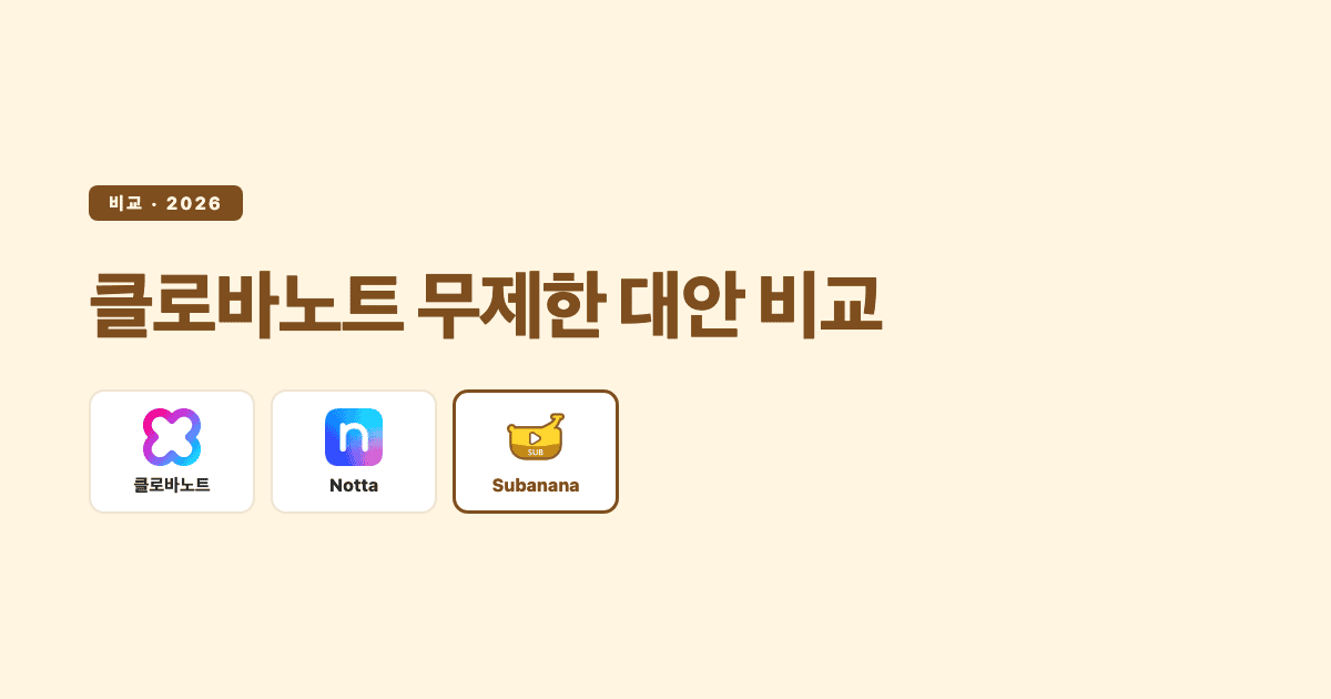 클로바노트·Notta·Subanana 비교 — 클로바노트 무제한 대안