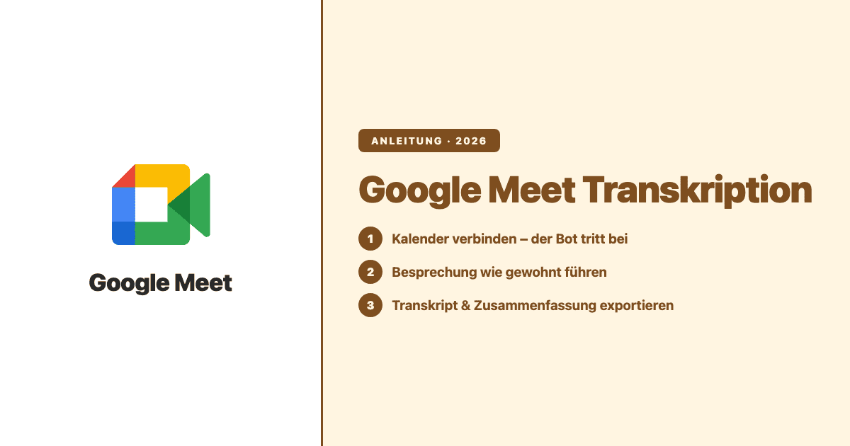 Anleitung: Google Meet Transkription in drei Schritten