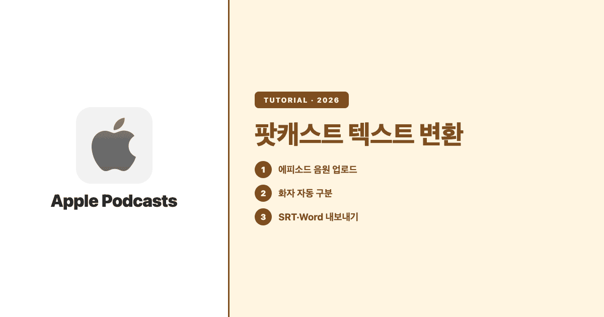 팟캐스트 텍스트 변환 가이드: 업로드, 화자 구분, 내보내기
