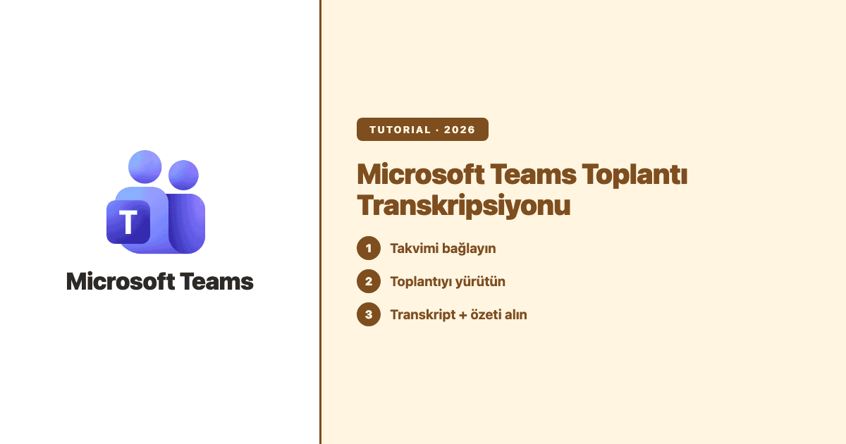Microsoft Teams toplantı transkripsiyonu adımları: takvimi bağlayın, toplantıyı yürütün, transkript ve özeti alın