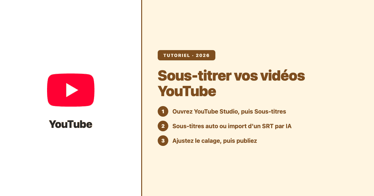 Workflow de sous-titrage YouTube Studio en trois étapes avec Subanana