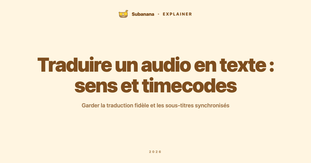 Schéma d'un audio traduit en deux pistes de texte alignées sur la même ligne de temps