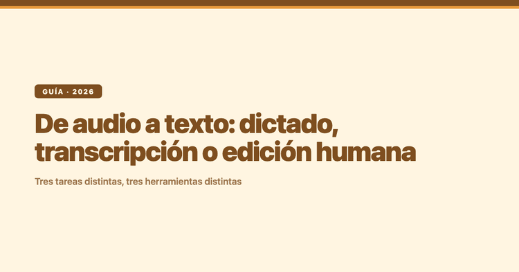 De audio a texto: dictado en vivo, transcripción de grabaciones y edición humana