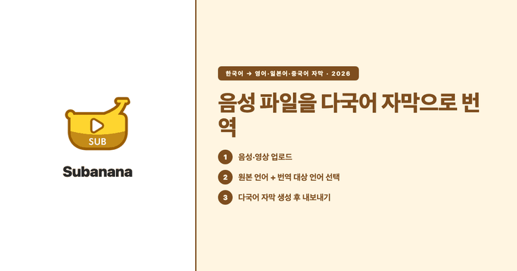 음성 파일을 다국어 자막으로 번역하는 방법 (한국어 → 영어·일본어·중국어)