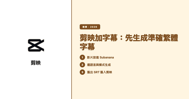 剪映加字幕教學：用 AI 生成準確繁體字幕，粵語、中英夾雜一次搞定