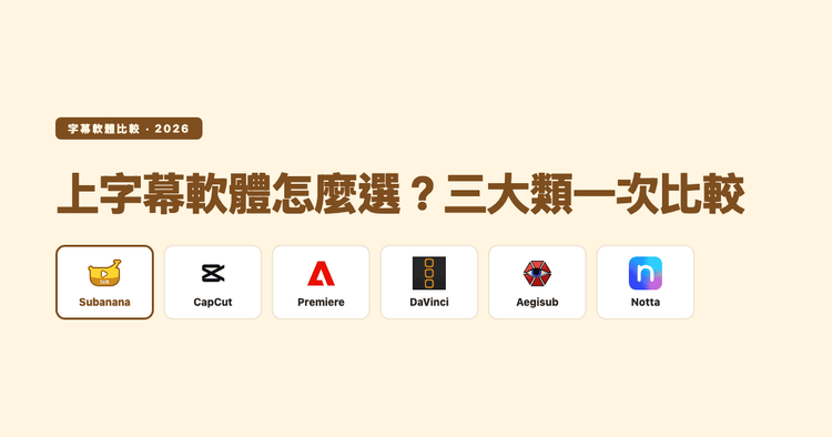 上字幕軟體怎麼選:桌面軟體 vs 影片編輯內建字幕 vs AI 線上工具(2026 比較)