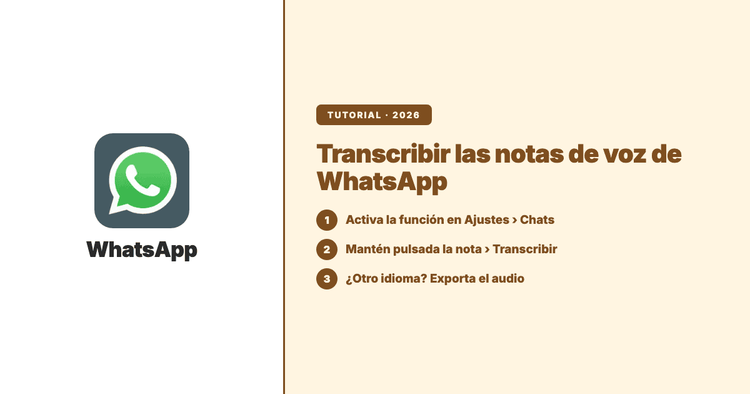 Cómo transcribir las notas de voz de WhatsApp (2026): la función nativa y sus límites