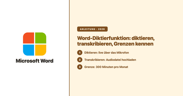 Word-Diktierfunktion: Was sie kann, wo sie aufhört — und wann du echte Transkription brauchst