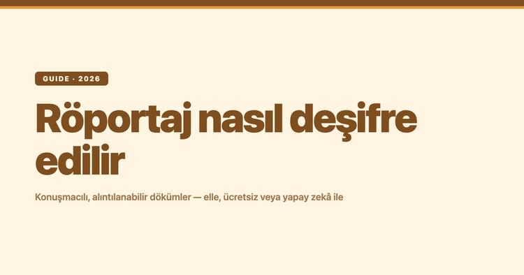 Röportaj nasıl deşifre edilir: konuşmacılı, alıntılanabilir dökümler