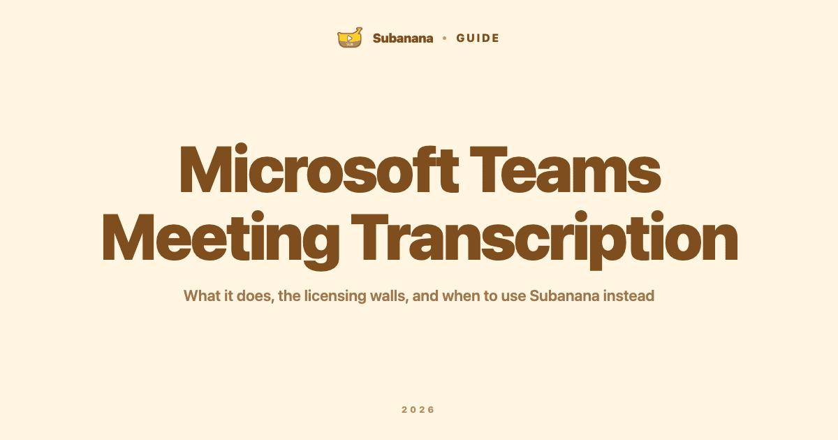 Microsoft Teams meeting transcription guide — Subanana